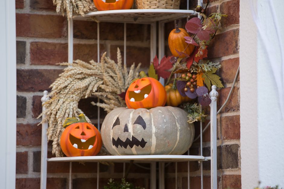 Carved Pumpkin Cluster around a signature dessert — celebrations · Halloween