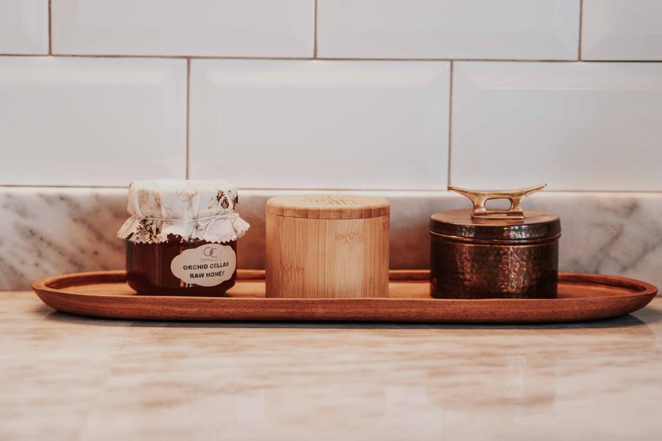 Countertop Tray using warm neutral tones — home · Kitchens