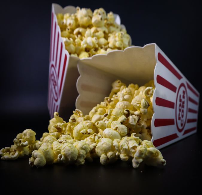 Parmesan Popcorn with peanut butter drizzle — food · Snacks