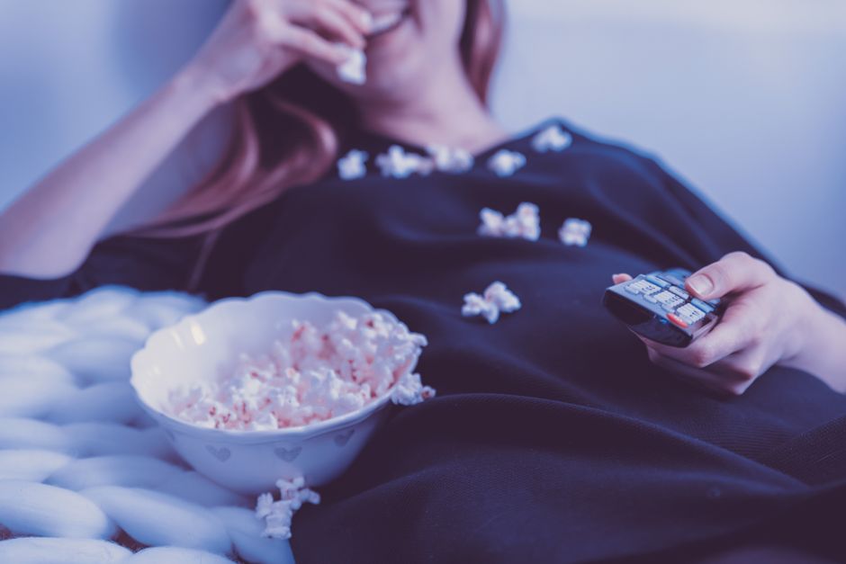 Cozy Movie Basket around a statement cake — celebrations · Valentine's Day