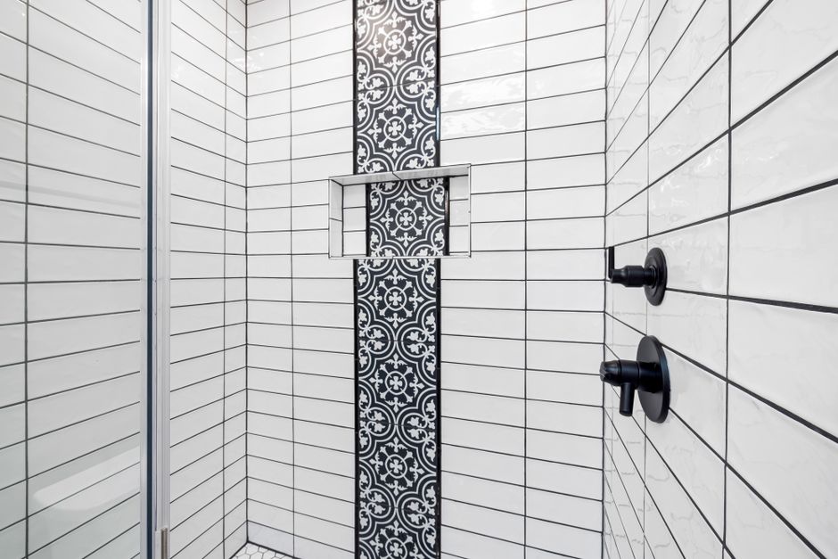 Shower Niche with a soft linen layer — home · Bathrooms