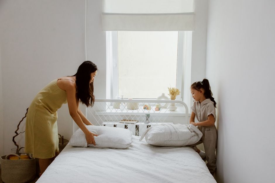 Bed-Making Loop during a morning transition — wellness · Morning Routines
