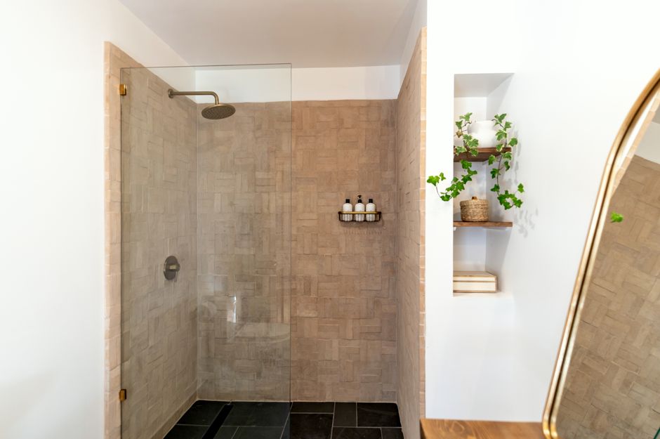 Shower Niche with a vintage-modern mix — home · Bathrooms