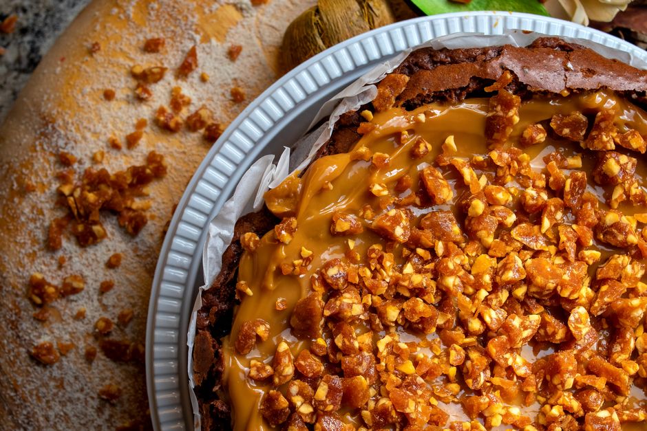 Salted Caramel Brownies with pistachio crunch — food · Desserts