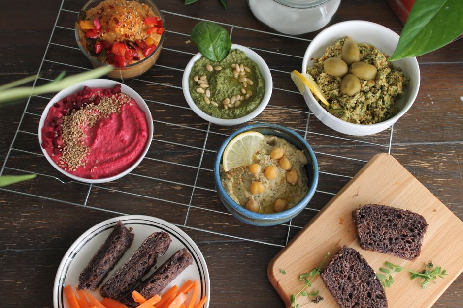 Carrot Hummus Boats with parmesan crunch — food · Snacks