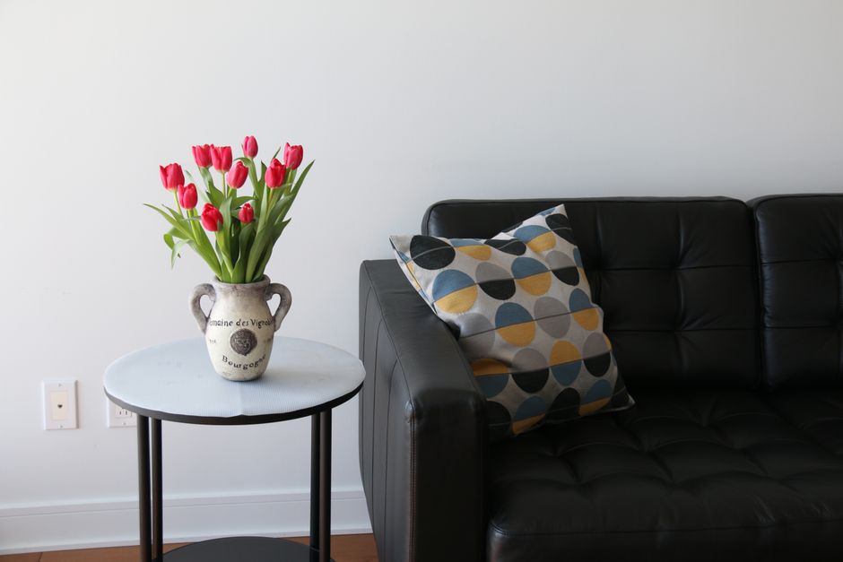 Side Table with a cozy corner detail — home · Living Rooms