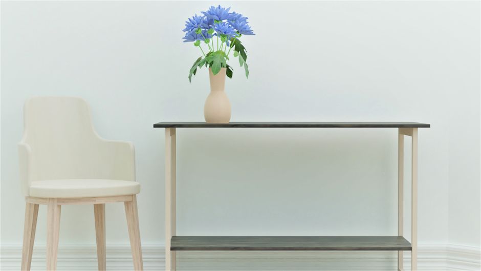Oak Console around one statement mirror — home · Home Decor
