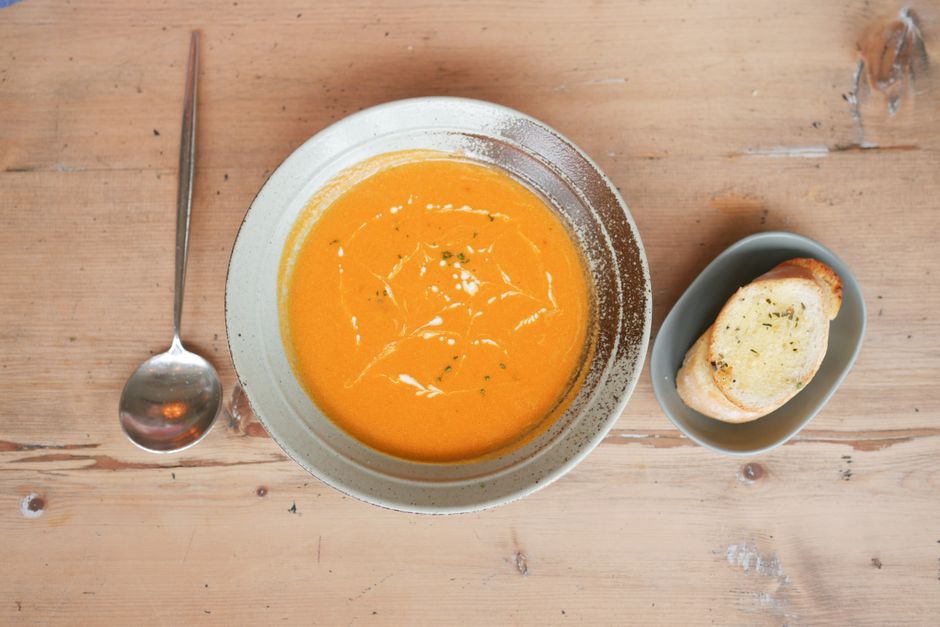 Soup-and-Bread Table for a backyard lunch — food · Food & Hosting