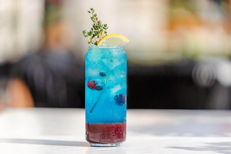 Blueberry Basil Spritz for a brunch pitcher — food · Drinks