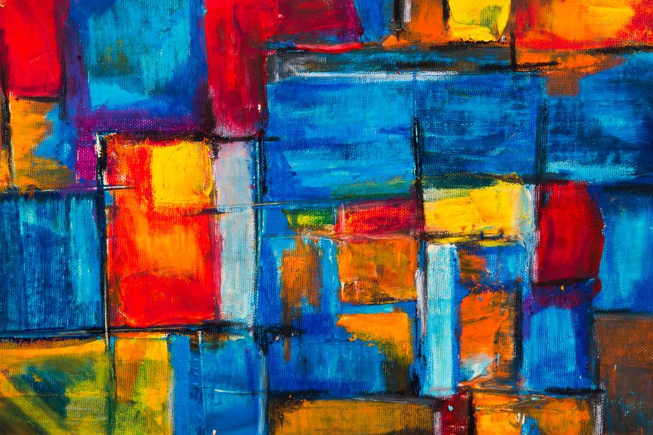 Acrylic Abstract Blocks using fabric scraps — diy-creativity · Art & Painting
