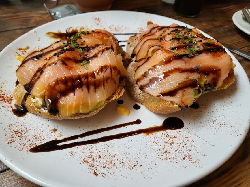Smoked Salmon Toast with berry compote — food · Breakfast & Brunch