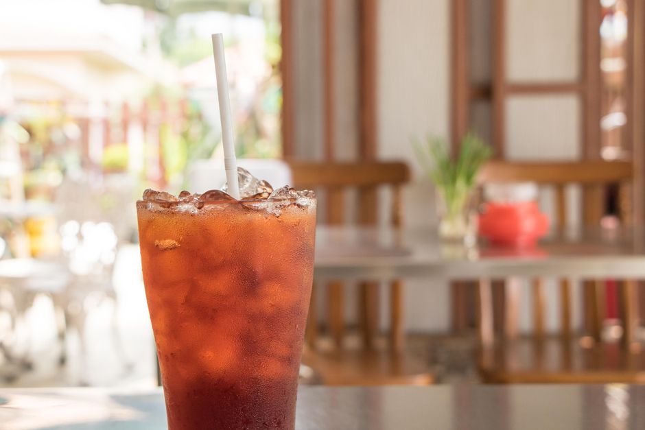 Hibiscus Iced Tea with orange peel — food · Drinks
