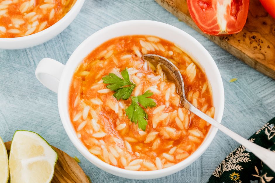Roasted Tomato Orzo with tomato basil relish — food · Dinner Ideas