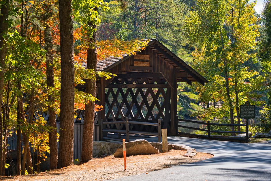 Covered Bridge with a relaxed coffee stop — travel · Road Trips