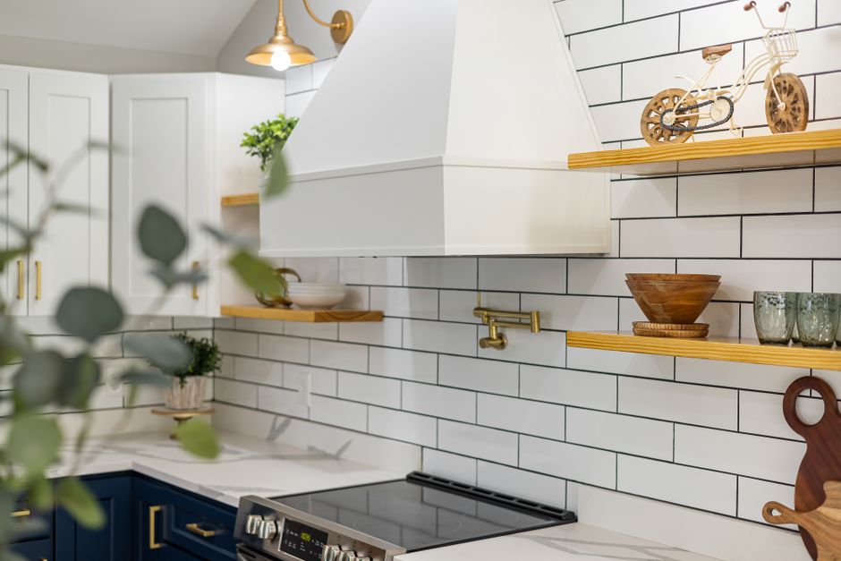 Open Shelving with a cozy corner detail — home · Kitchens