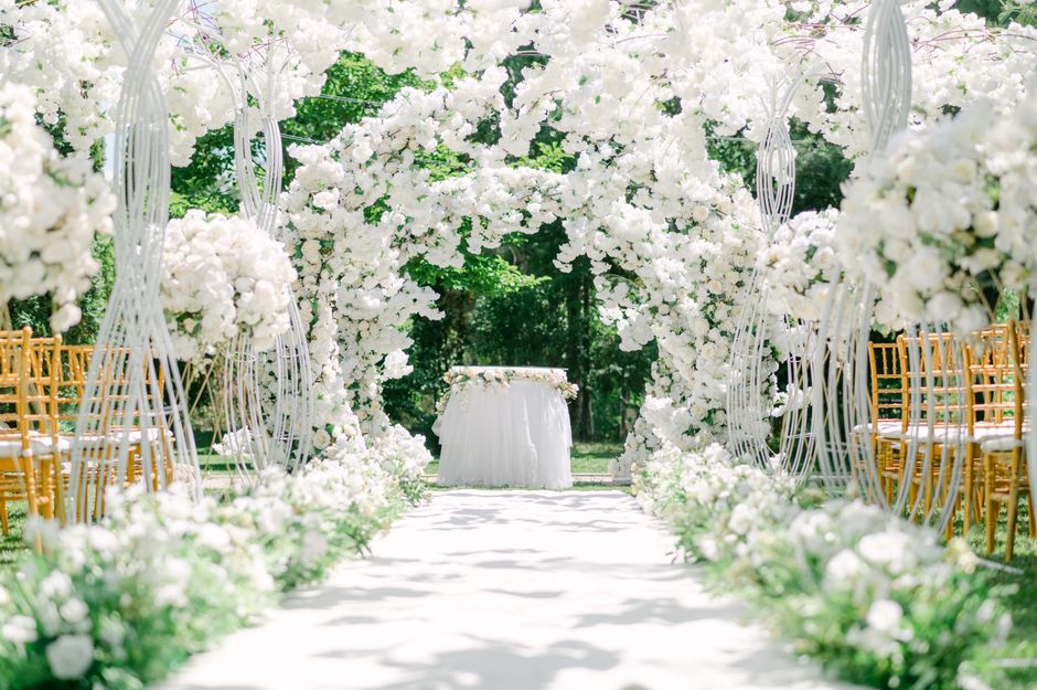 Ceremony Aisle Details around a memory wall — celebrations · Weddings