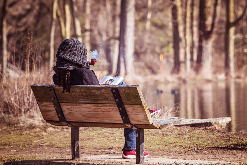 Park Bench Reading Stop around a local craft shop — travel · Solo Travel