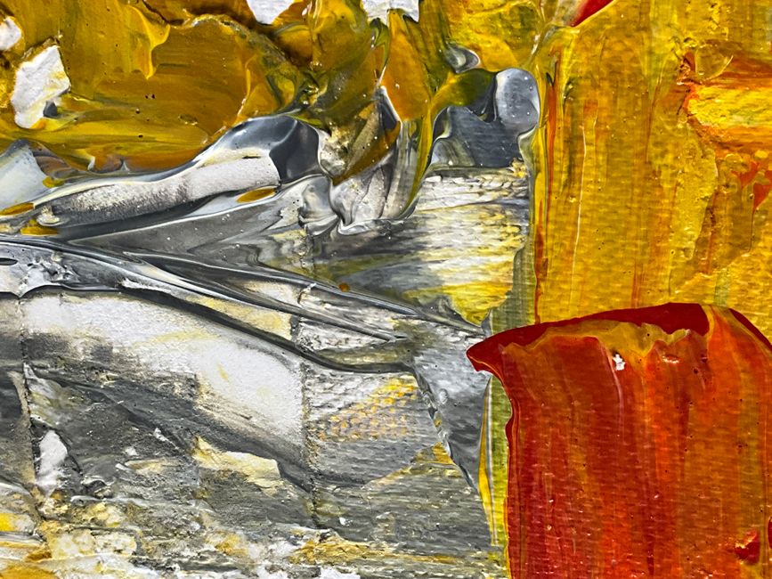 Palette-Knife Landscape — acrylic abstract blocks using pressed botanicals — diy-creativity · Art & Painting
