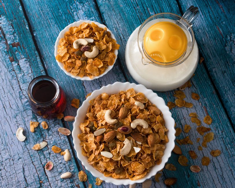 Peach Almond Granola with whipped cottage cheese — food · Breakfast & Brunch