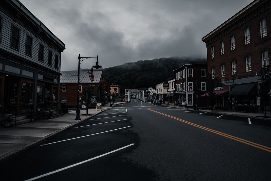 Small-Town Main Street near a quiet beach access — travel · Weekend Getaways