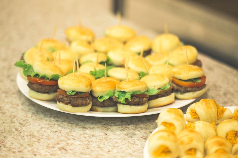Mini Veggie Sliders with a spicy dipping sauce — food · Party Food