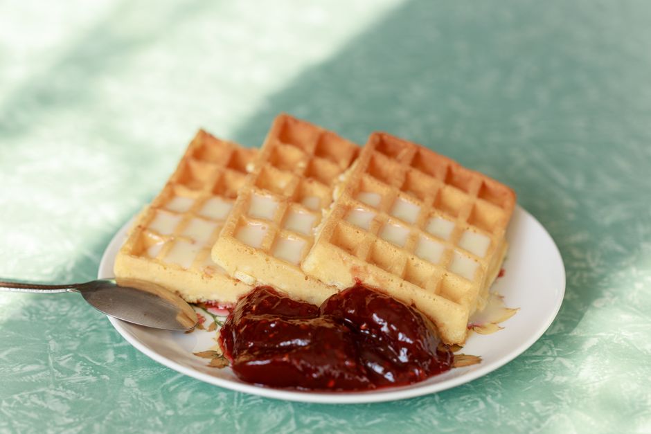 Lemon Ricotta Waffles with toasted almonds — food · Breakfast & Brunch
