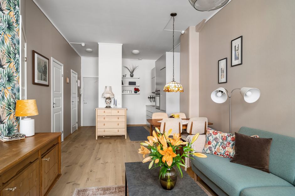 Floor Lamp with warm evening lighting — home · Living Rooms