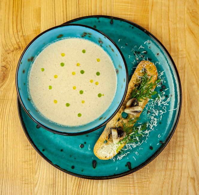 Soup-and-Bread Table with a vegetarian option — food · Food & Hosting