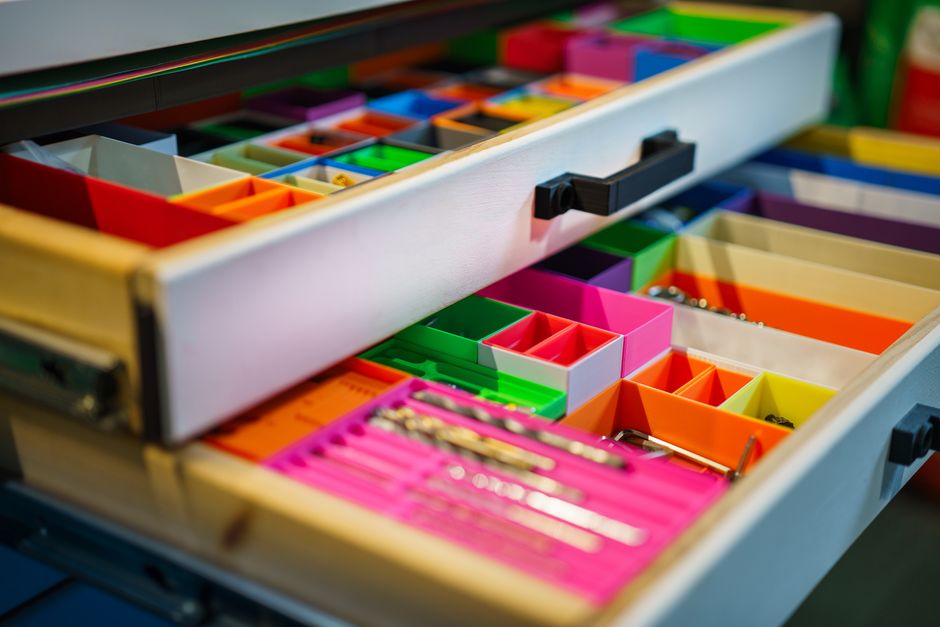 Drawer Organizer with warm evening lighting — home · Kitchens