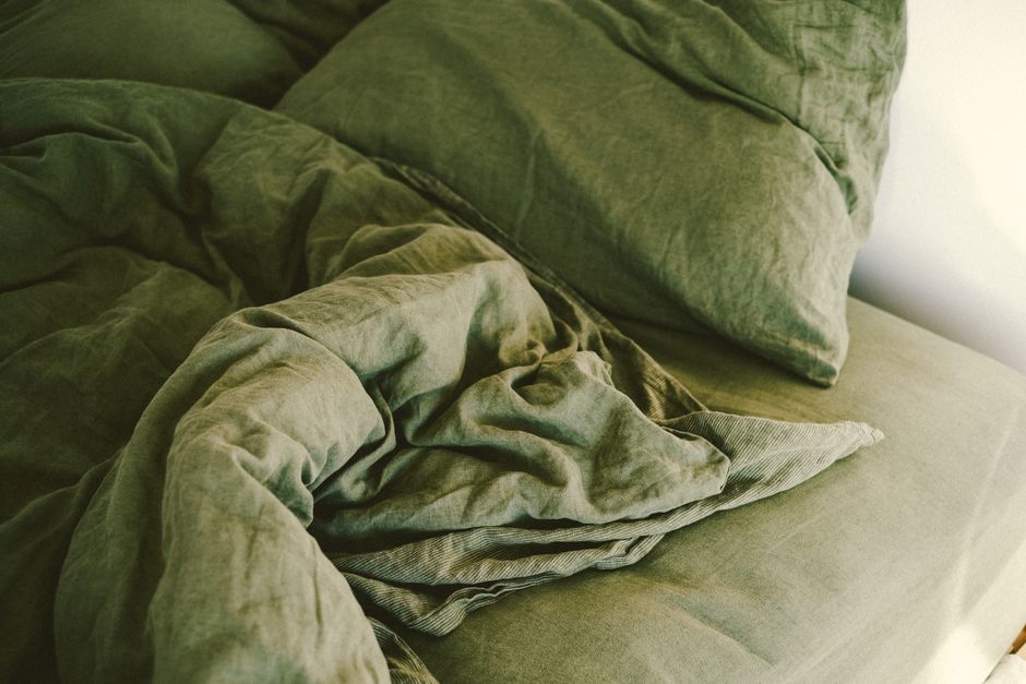 Linen Duvet with a gallery-style arrangement — home · Bedrooms
