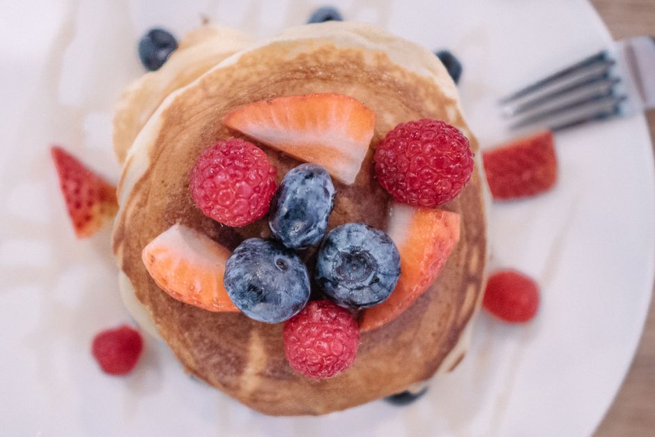 Blueberry Oat Pancakes for brunch made share — food · Breakfast & Brunch