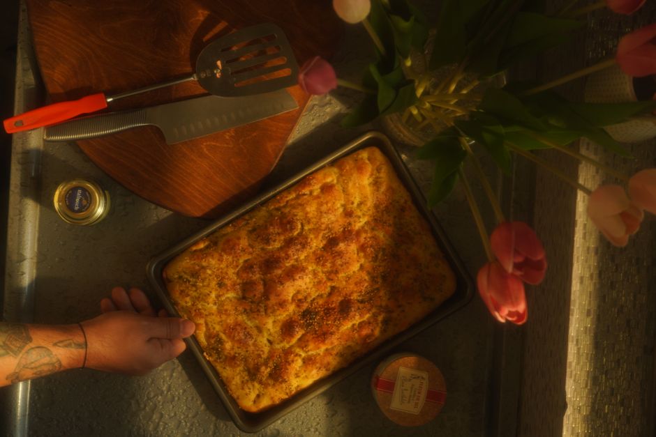 Focaccia with warm spice — food · Baking