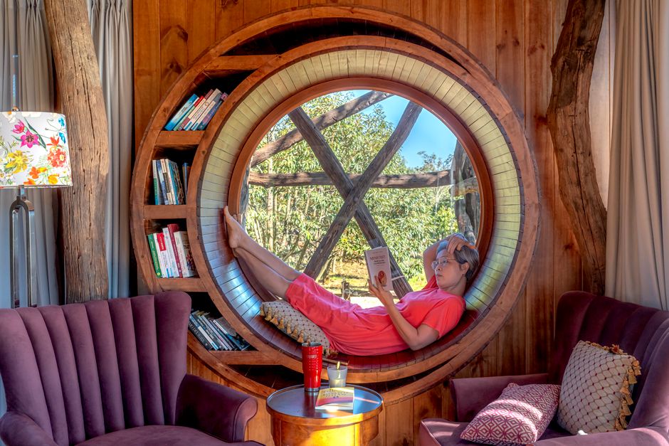 Reading Nook using warm neutral tones — home · Interior Design