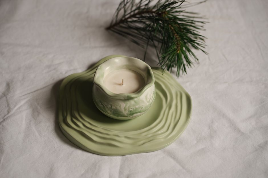Clay Candle Dish for a small creative corner — diy-creativity · Handmade Decor
