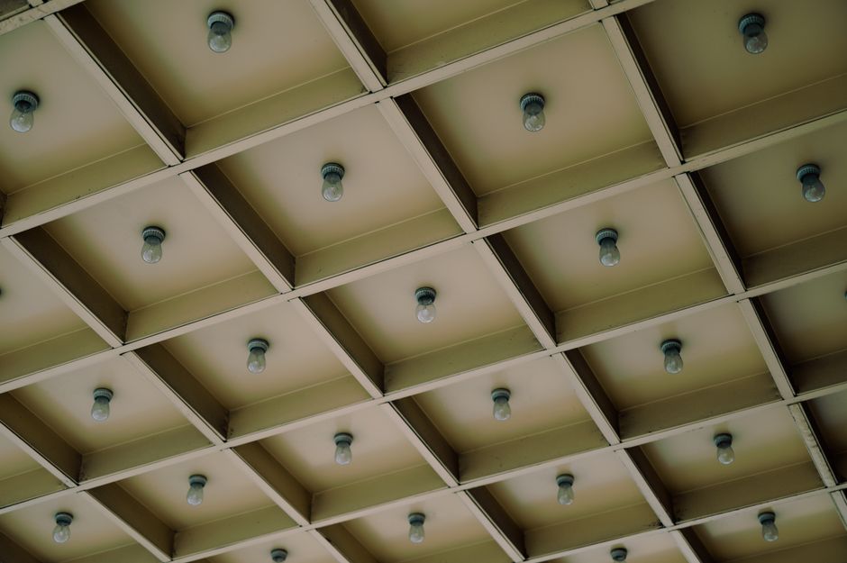 Statement Ceiling using thrifted character pieces — home · Interior Design