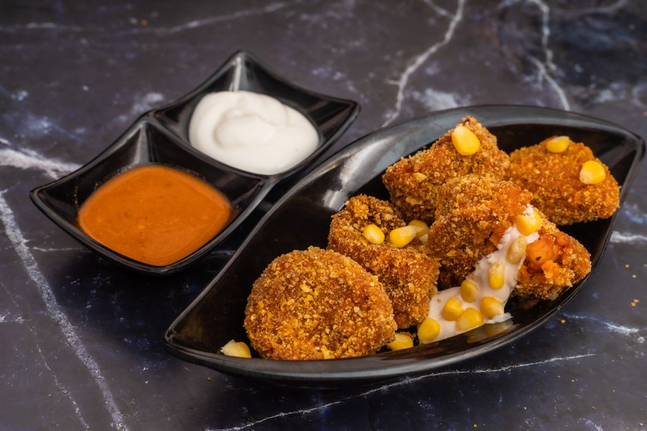 Crispy Corn Fritters for a holiday appetizer table — food · Party Food