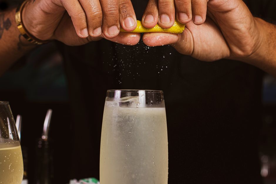 Ginger Lime Fizz with cucumber ribbons — food · Drinks