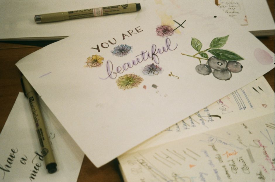 Ink Botanical Sketch for blocks experimenting color 2 — diy-creativity · Art & Painting