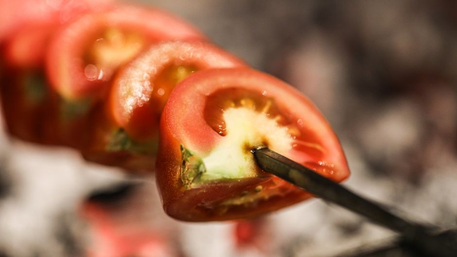 Caprese Skewers with a crisp lettuce cup — food · Party Food