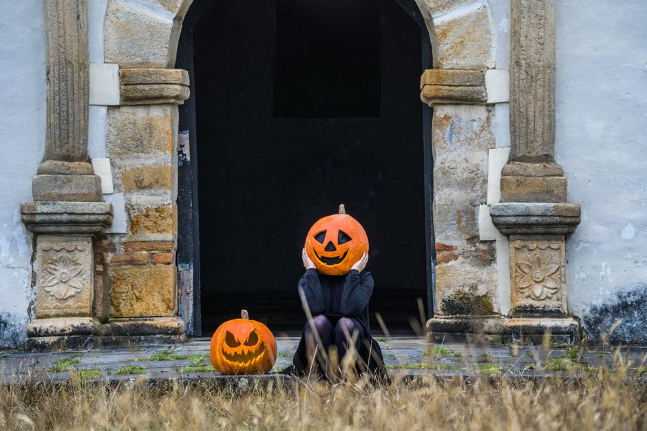 Pumpkin Doorway around a memory wall — celebrations · Halloween