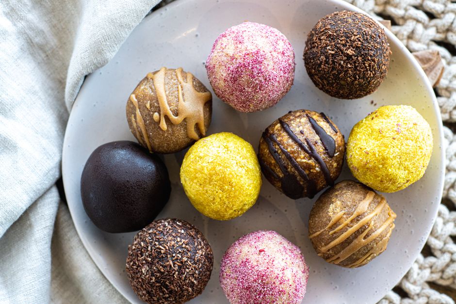 Peanut Butter Energy Bites with cucumber and herbs — food · Snacks