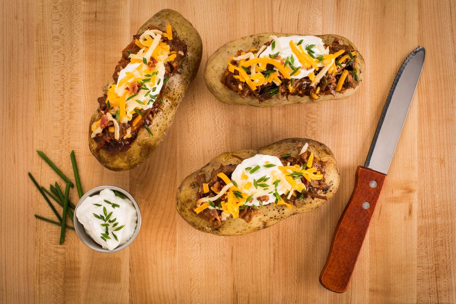 Loaded Potato Bites with a herb oil — food · Party Food