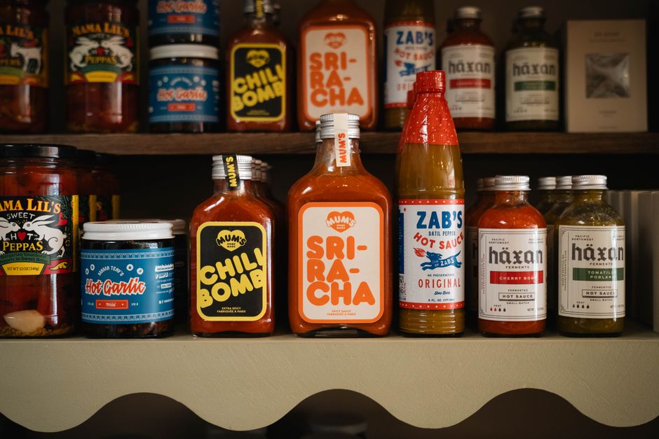 Spice Rack around a statement mirror — home · Kitchens