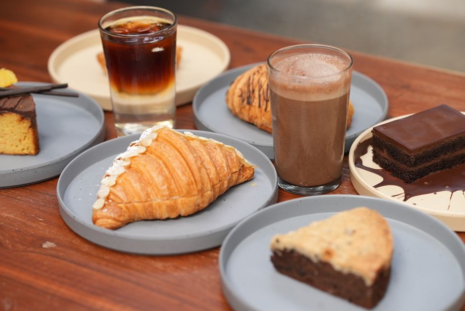 Almond Croissants with flaky sea salt — food · Baking