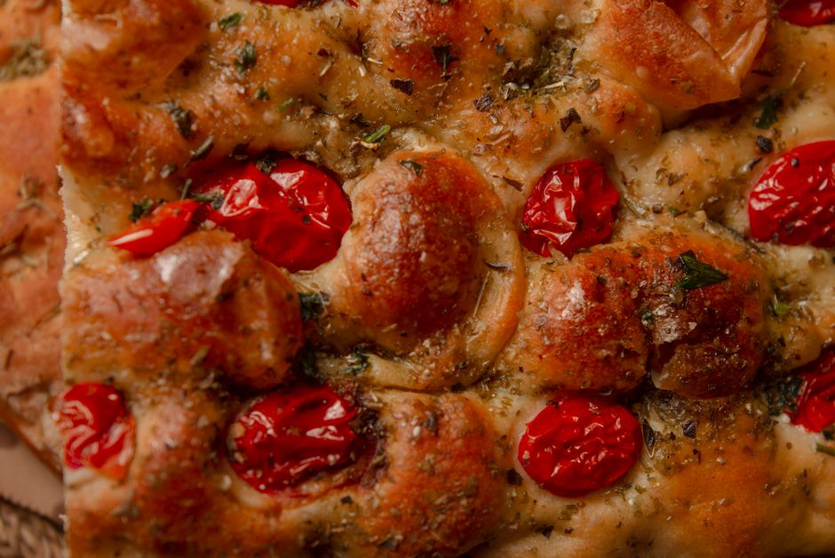 Focaccia with cinnamon sugar — food · Baking