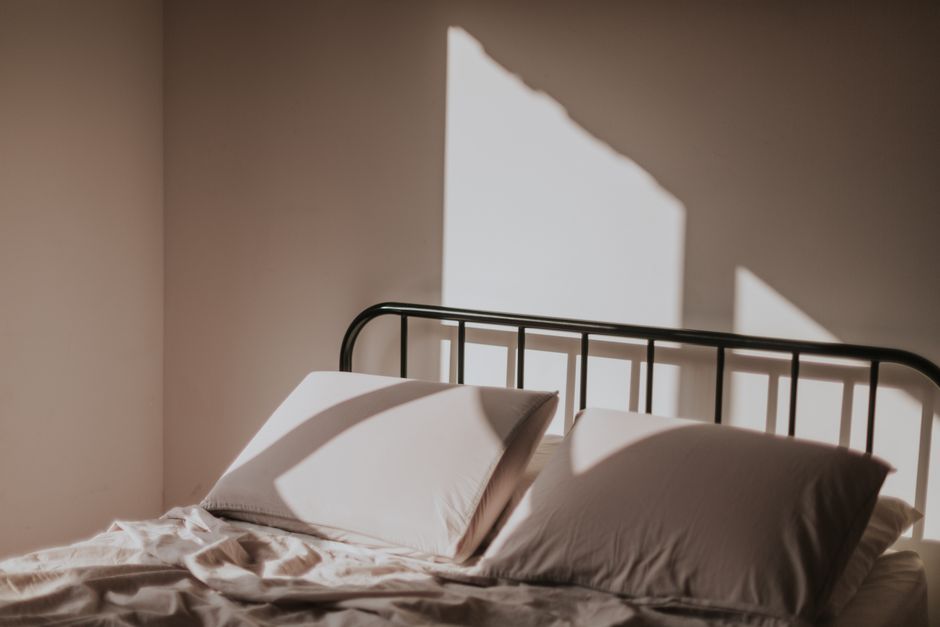Linen Duvet using mixed wood tones — home · Bedrooms