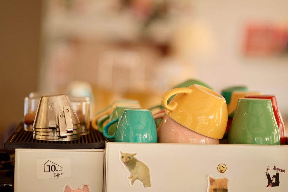Coffee Station using warm neutral tones — home · Kitchens