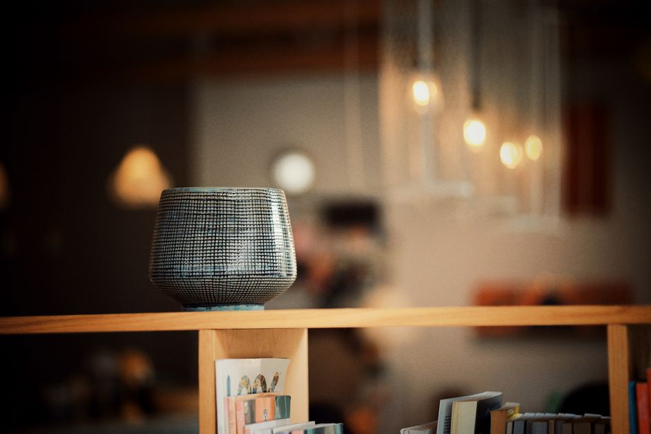 Ceramic Lamp using warm evening light — home · Home Decor