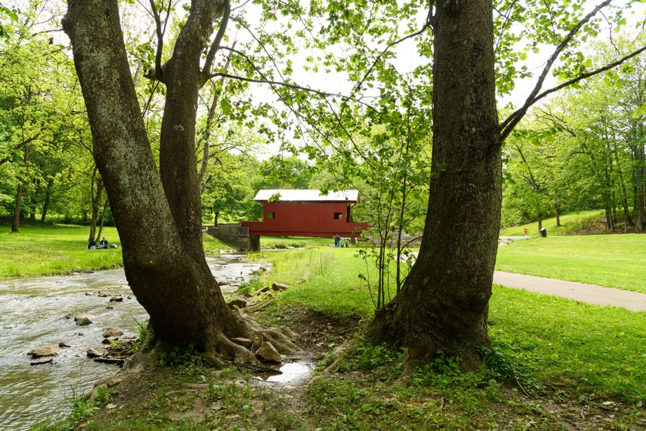 Covered Bridge near a quiet beach access — travel · Road Trips