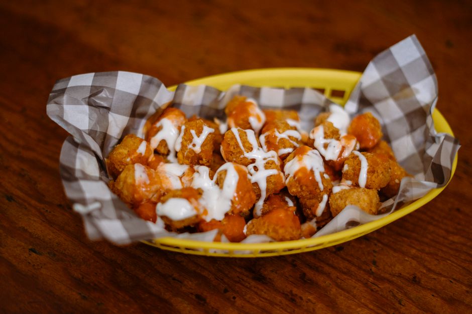 Loaded Potato Bites for a potluck table — food · Party Food